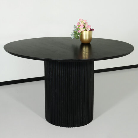 Lizzely Garden & Living Eettafel rond mangohout Rover 130x130cm zwart ronde eettafel mango Lizzely Garden & Living Eettafel rond mangohout Rover 130x130cm zwart ronde eettafel mango