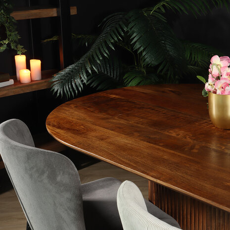 Lizzely Garden & Living Eettafel deens ovaal mangohout Fender 200x110cm bruin design tafel duurzaam mango eetkamertafel