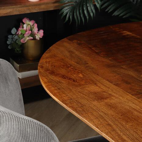 Lizzely Garden & Living Eettafel deens ovaal mangohout Fender 200x110cm bruin design tafel duurzaam mango eetkamertafel