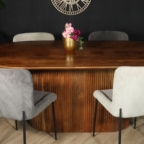 Lizzely Garden & Living Eettafel deens ovaal mangohout Fender 200x110cm bruin design tafel duurzaam mango eetkamertafel