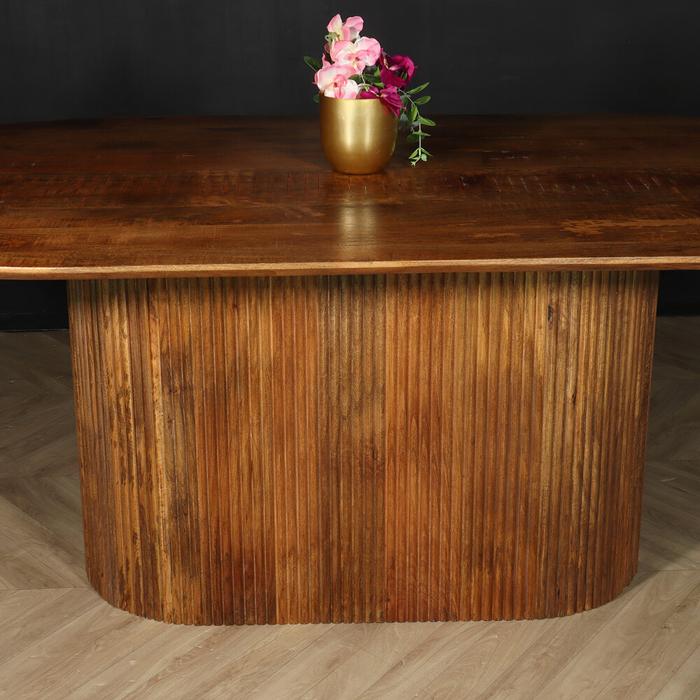 Eettafel deens ovaal mangohout Fender 200x110cm bruin design tafel duurzaam mango eetkamertafel