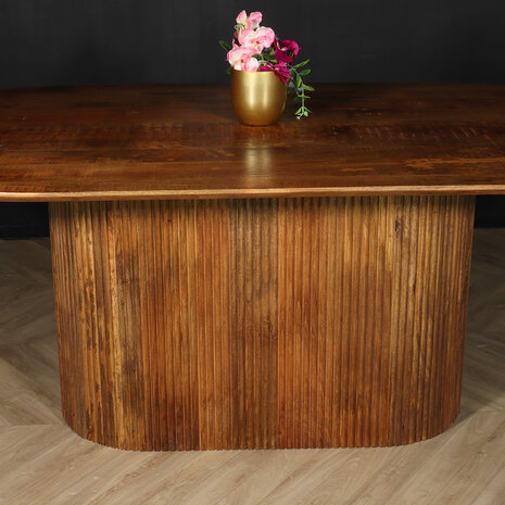 Lizzely Garden & Living Eettafel deens ovaal mangohout Fender 200x110cm bruin design tafel duurzaam mango eetkamertafel