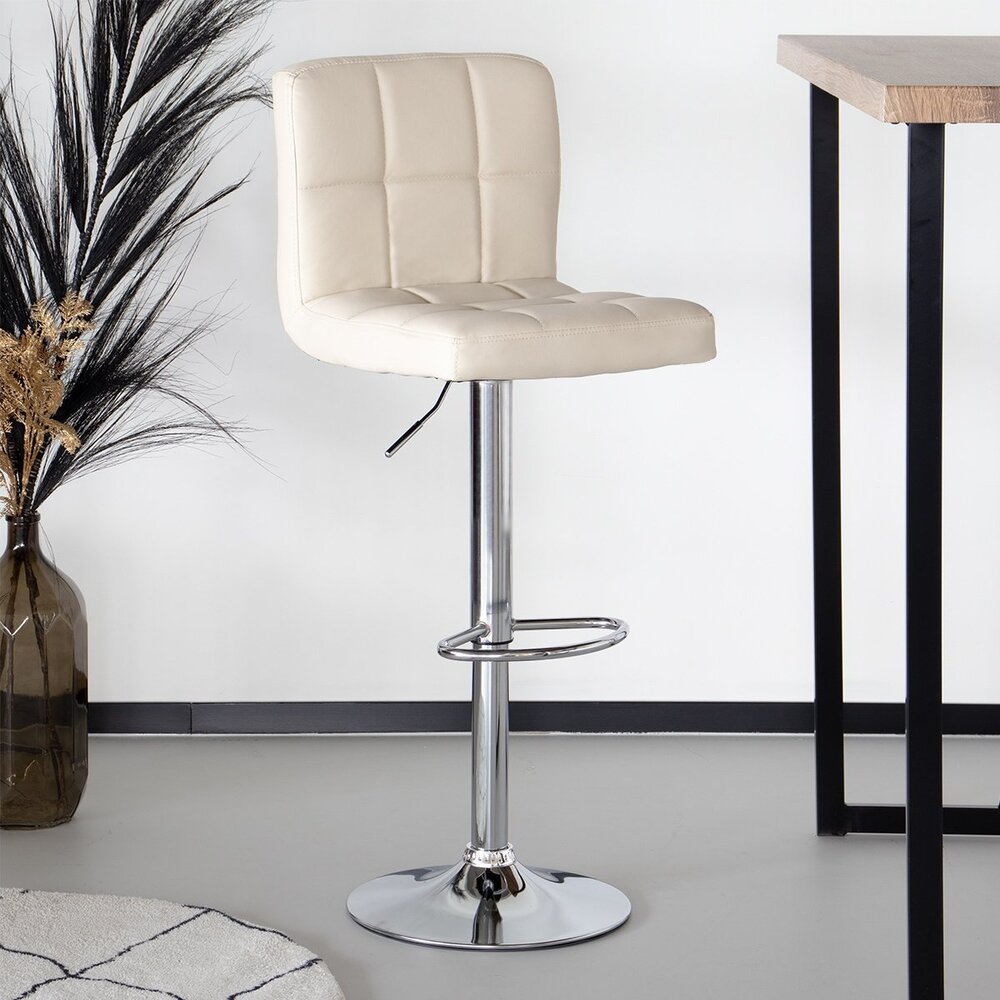 Tweedekans model: Barkruk Anel met rugleuning: beige leder barstoel