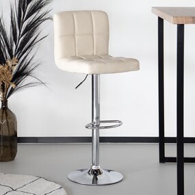 Lizzely Garden & Living Tweedekans model: Barkruk Anel met rugleuning: beige leder barstoel