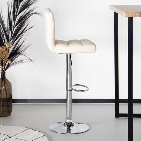 Lizzely Garden & Living Tweedekans model: Barkruk Anel met rugleuning: beige leder barstoel