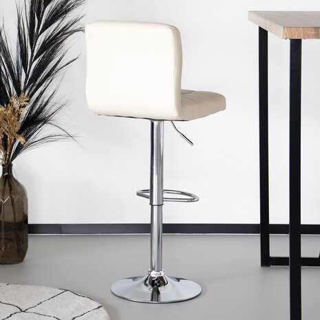 Lizzely Garden & Living Tweedekans model: Barkruk Anel met rugleuning: beige leder barstoel