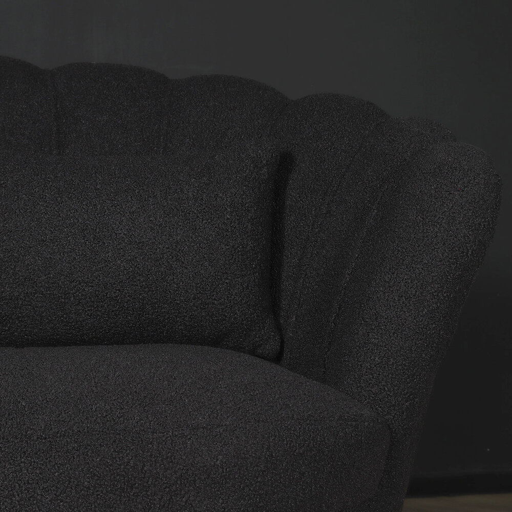 Zitbank Belle 2 zits teddy zwart bankstel 140cm stof incl. 2 kussens bank