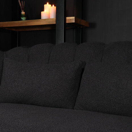 Lizzely Garden & Living Zitbank Belle 2 zits teddy zwart bankstel 140cm stof incl. 2 kussens bank