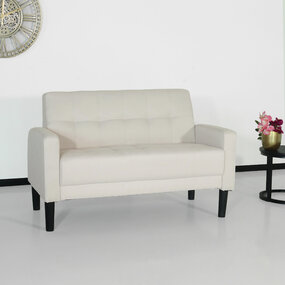 Lizzely Garden & Living Zitbank 2 zits Ghislaine bankje beige bankstel 120cm stof bank