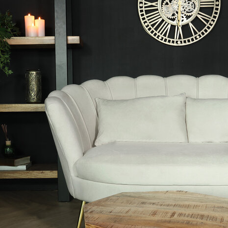 Lizzely Garden & Living Zitbank Belle 2 zits velvet crème 140cm stof bankstel