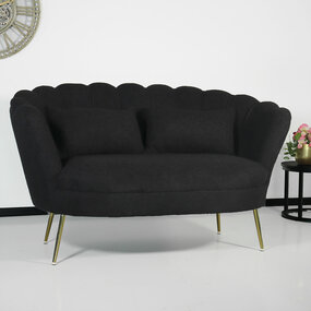 Lizzely Garden & Living Zitbank Belle 2 zits teddy zwart bankstel 140cm stof incl. 2 kussens bank