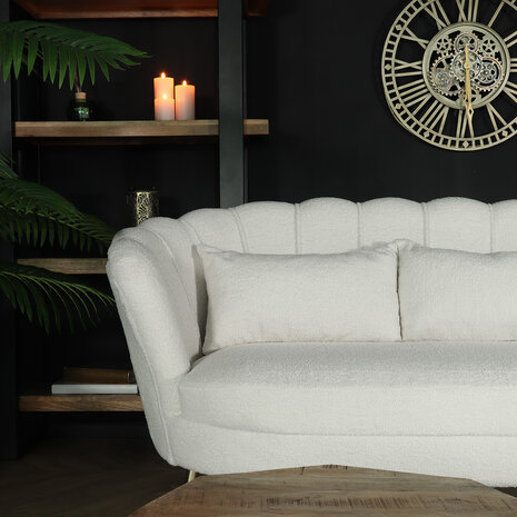 Lizzely Garden & Living Zitbank Belle 2 zits teddy wit bankstel 140cm stof incl. 2 kussens bank