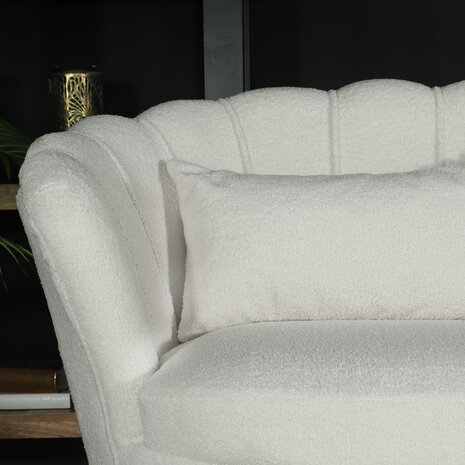 Lizzely Garden & Living Zitbank Belle 2 zits teddy wit bankstel 140cm stof incl. 2 kussens bank