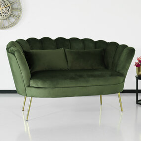 Lizzely Garden & Living Zitbank Belle 2 zits donkergroen 140cm stof bankstel incl. 2 kussens bank