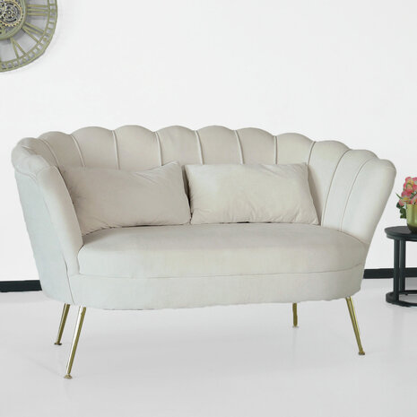 Lizzely Garden & Living Zitbank Belle 2 zits velvet crème 140cm stof bankstel