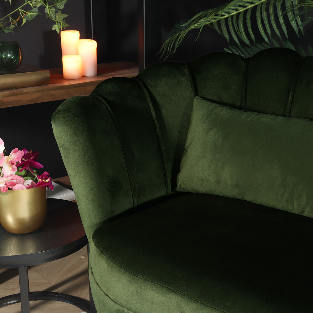 Zitbank Belle 2 zits donkergroen 140cm stof bankstel incl. 2 kussens bank Zitbank Belle 2 zits donkergroen 140cm stof bankstel incl. 2 kussens bank