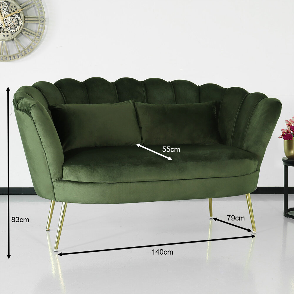 Zitbank Belle 2 zits donkergroen 140cm stof bankstel incl. 2 kussens bank Zitbank Belle 2 zits donkergroen 140cm stof bankstel incl. 2 kussens bank