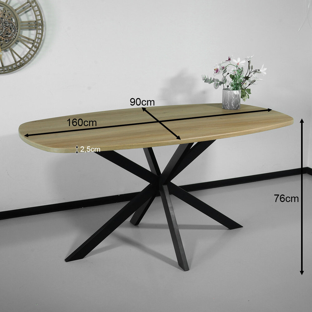 Eettafel Deens ovaal 160cm licht bruin Hero ovale eettafel Eettafel Deens ovaal 160cm licht bruin Hero ovale eettafel