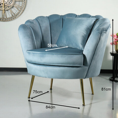 Lizzely Garden & Living Fauteuil zitbank 1 persoons Belle lichtblauw bankje