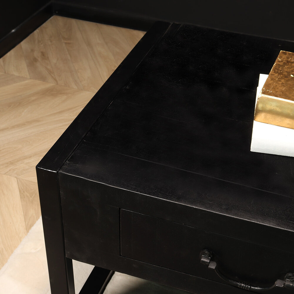 Salontafel industrieel mangohout Kai zwart 125cm side table Salontafel industrieel mangohout Kai zwart 125cm side table