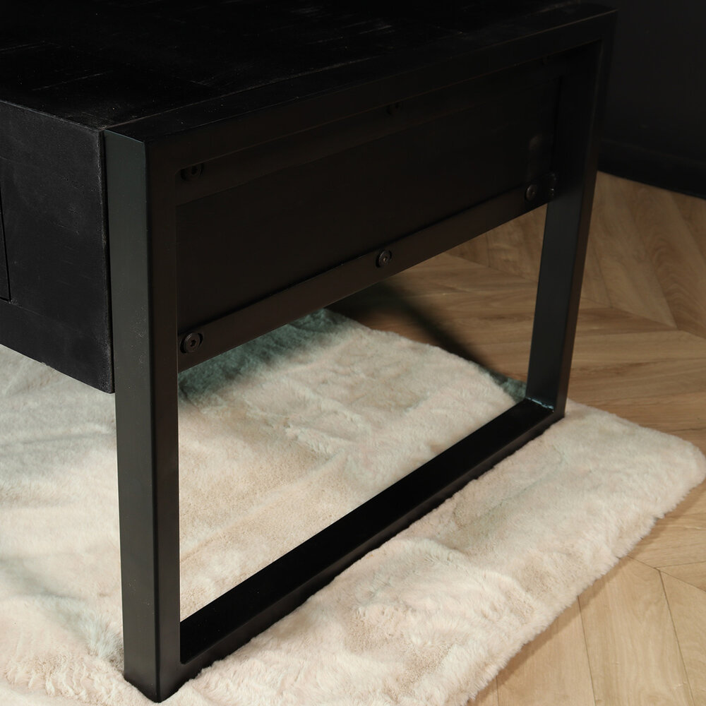 Salontafel industrieel mangohout Kai zwart 125cm side table Salontafel industrieel mangohout Kai zwart 125cm side table