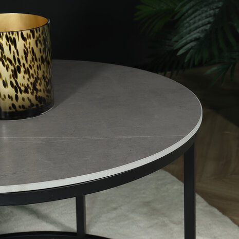 Lizzely Garden & Living Salontafel rond 2delig marmerlook Bero grijs side table steen bijzettafel Lizzely Garden & Living Salontafel rond 2delig marmerlook Bero grijs side table steen bijzettafel