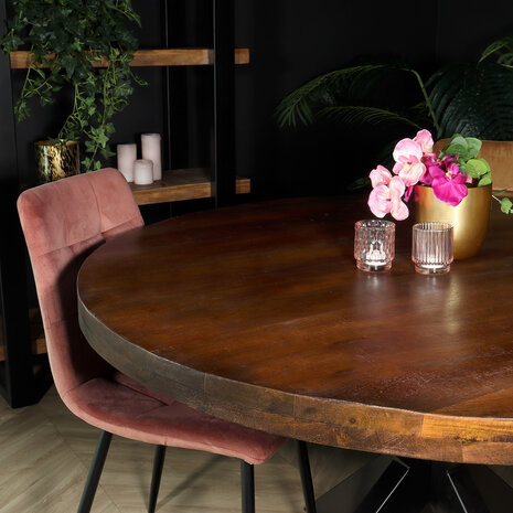 Lizzely Garden & Living Eettafel rond mangohout 130cm Jones bruin ronde industriële tafel duurzaam mango eetkamertafel Lizzely Garden & Living Eettafel rond mangohout 130cm Jones bruin ronde industriële tafel duurzaam mango eetkamertafel