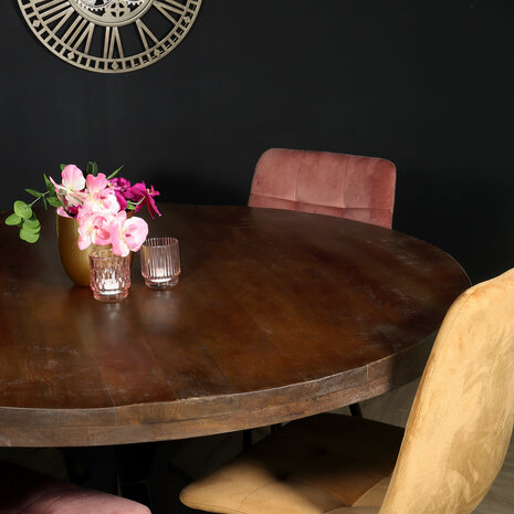 Lizzely Garden & Living Eettafel rond mangohout 130cm Jones bruin ronde industriële tafel duurzaam mango eetkamertafel Lizzely Garden & Living Eettafel rond mangohout 130cm Jones bruin ronde industriële tafel duurzaam mango eetkamertafel