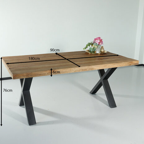 Lizzely Garden & Living Eettafel rechthoekig mangohout Xavier lichtbruin 180cm duurzaam tafel met X-poot mango eetkamertafel rechthoek hout Lizzely Garden & Living Eettafel rechthoekig mangohout Xavier lichtbruin 180cm duurzaam tafel met X-poot mango eetkamertafel rechthoek hout