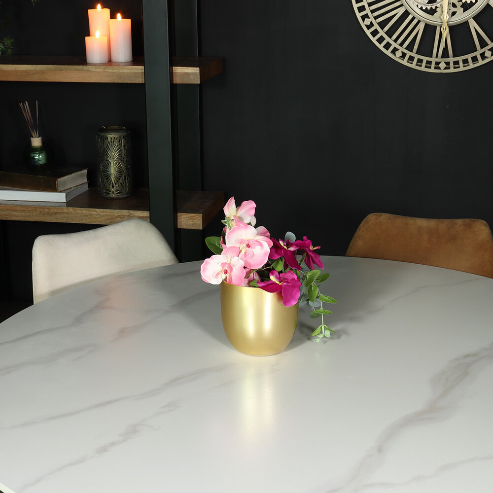 Eettafel rond 120cm Jenna marmerlook wit ronde tafel Eettafel rond 120cm Jenna marmerlook wit ronde tafel