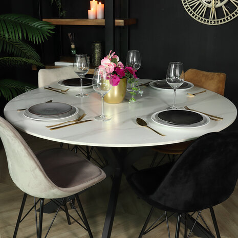 Lizzely Garden & Living Eettafel rond 120cm Jenna marmerlook wit ronde tafel Lizzely Garden & Living Eettafel rond 120cm Jenna marmerlook wit ronde tafel