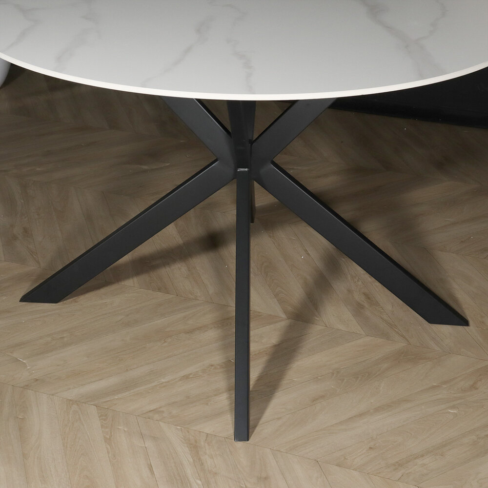 Eettafel rond 120cm Jenna marmerlook wit ronde tafel Eettafel rond 120cm Jenna marmerlook wit ronde tafel