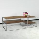 Lizzely Garden & Living Salontafel industrieel mangohout Sofia 140cm bruin visgraat side table massief hout mango bijzettafel