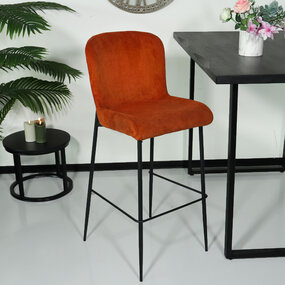 Lizzely Garden & Living Barkruk Inge bruin ribstof barstoel Lizzely Garden & Living Barkruk Inge bruin ribstof barstoel