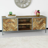 Lizzely Garden & Living TV meubel industrieel mangohout Sofia lichtbruin visgraat tv-meubel 150cm duurzaam mango massief hout Lizzely Garden & Living TV meubel industrieel mangohout Sofia lichtbruin visgraat tv-meubel 150cm duurzaam mango massief hout