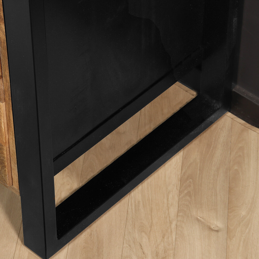 Industriële kast mangohout Dexie 150x100cm bruin en zwart wandkast duurzaam mango Industriële kast mangohout Dexie 150x100cm bruin en zwart wandkast duurzaam mango