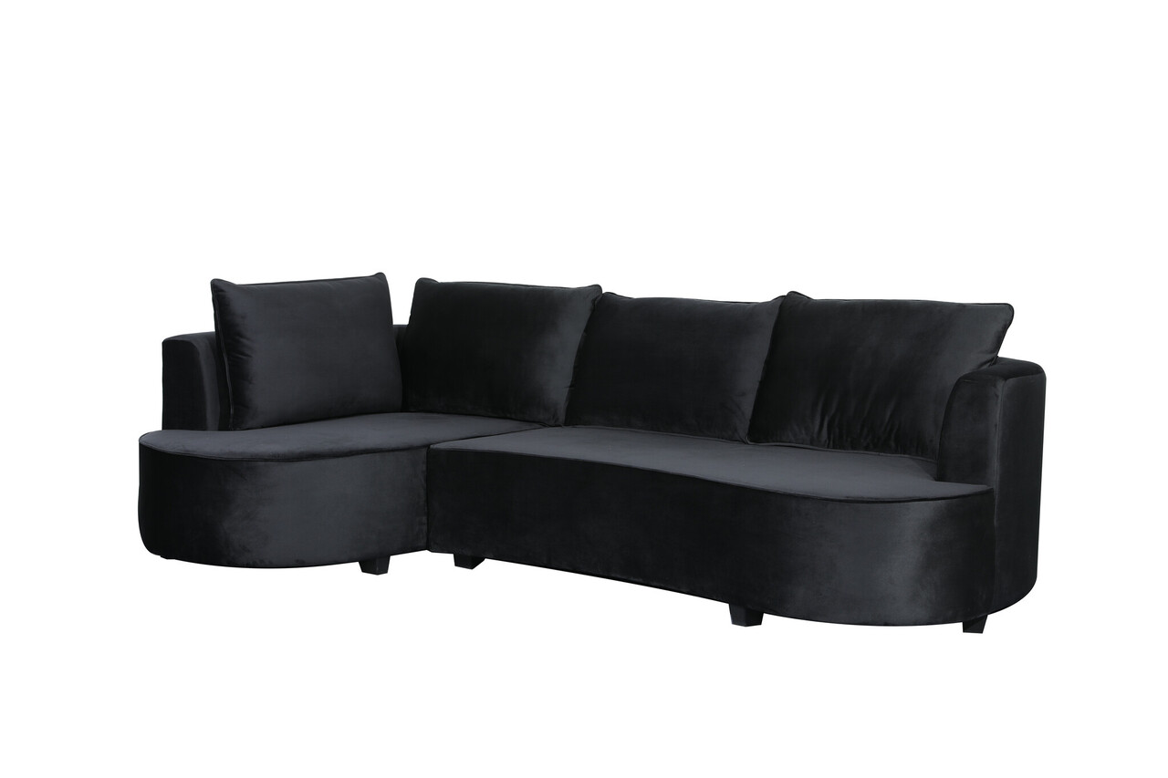 Hoekbank Lando 270cm bank zwart velvet bankstel links loungebank Hoekbank Lando 270cm bank zwart velvet bankstel links loungebank