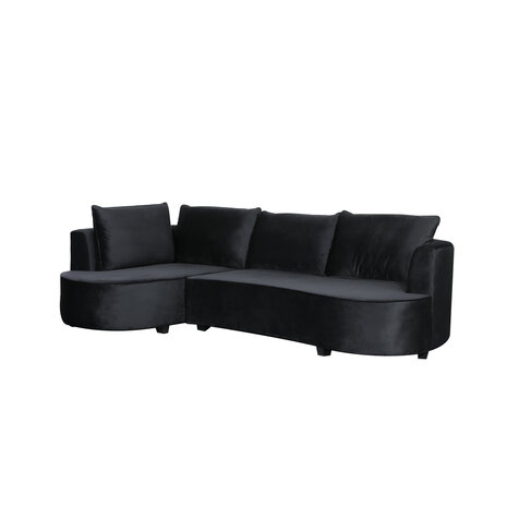 Lizzely Garden & Living Hoekbank Lando 270cm bank zwart velvet bankstel links loungebank Lizzely Garden & Living Hoekbank Lando 270cm bank zwart velvet bankstel links loungebank