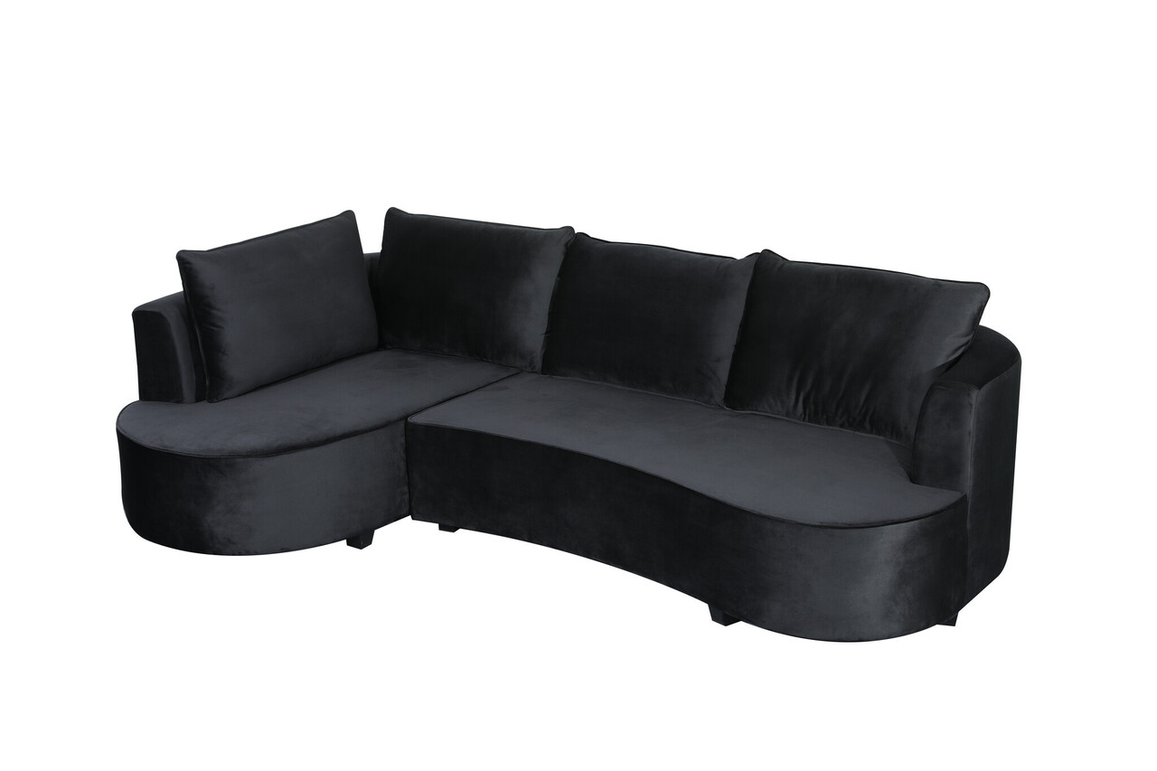 Hoekbank Lando 270cm bank zwart velvet bankstel links loungebank Hoekbank Lando 270cm bank zwart velvet bankstel links loungebank