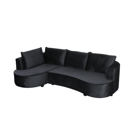 Lizzely Garden & Living Hoekbank Lando 270cm bank zwart velvet bankstel links loungebank Lizzely Garden & Living Hoekbank Lando 270cm bank zwart velvet bankstel links loungebank