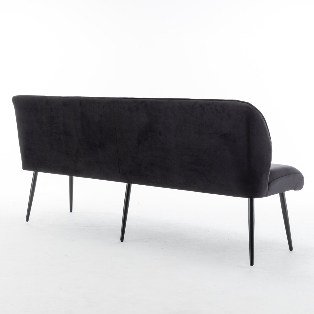 Eetkamerbank 180cm Sally velvet zwart bank 3 zits eettafelbank Eetkamerbank 180cm Sally velvet zwart bank 3 zits eettafelbank