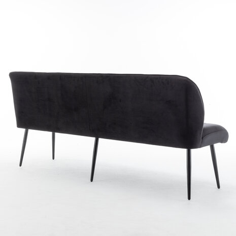 Lizzely Garden & Living Eetkamerbank 180cm Sally velvet zwart bank 3 zits eettafelbank Lizzely Garden & Living Eetkamerbank 180cm Sally velvet zwart bank 3 zits eettafelbank