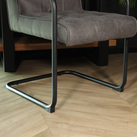 Lizzely Garden & Living Eetkamerstoel met armleuning Indy antraciet microvezel eetstoel