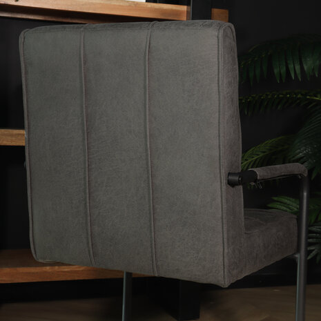 Lizzely Garden & Living Eetkamerstoel met armleuning Indy antraciet microvezel eetstoel