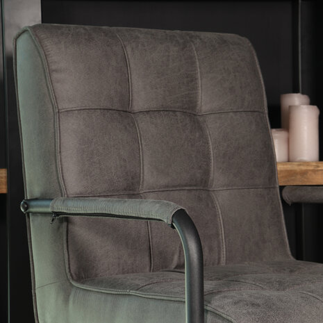 Lizzely Garden & Living Eetkamerstoel met armleuning Indy antraciet microvezel eetstoel