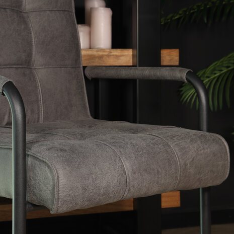 Lizzely Garden & Living Eetkamerstoel met armleuning Indy antraciet microvezel eetstoel