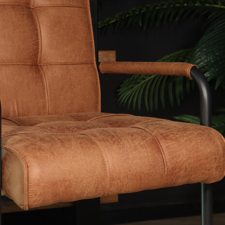 Lizzely Garden & Living Eetkamerstoel met armleuning Indy cognac microvezel eetstoel Lizzely Garden & Living Eetkamerstoel met armleuning Indy cognac microvezel eetstoel