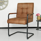 Eetkamerstoel met armleuning Indy cognac microvezel eetstoel Eetkamerstoel met armleuning Indy cognac microvezel eetstoel