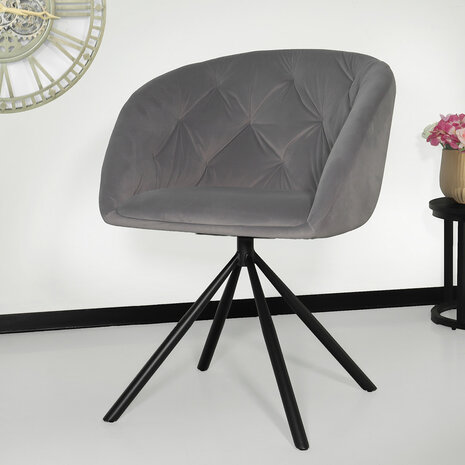 Lizzely Garden & Living Eetkamerstoel draaibaar Tamara grijs velvet draaibare eetstoel Lizzely Garden & Living Eetkamerstoel draaibaar Tamara grijs velvet draaibare eetstoel