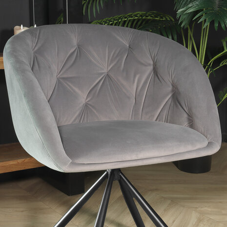 Lizzely Garden & Living Eetkamerstoel draaibaar Tamara grijs velvet draaibare eetstoel Lizzely Garden & Living Eetkamerstoel draaibaar Tamara grijs velvet draaibare eetstoel